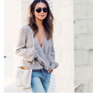 FREE PEOPLE Karina Slouchy Wrap Front alpaca blend Sweater L